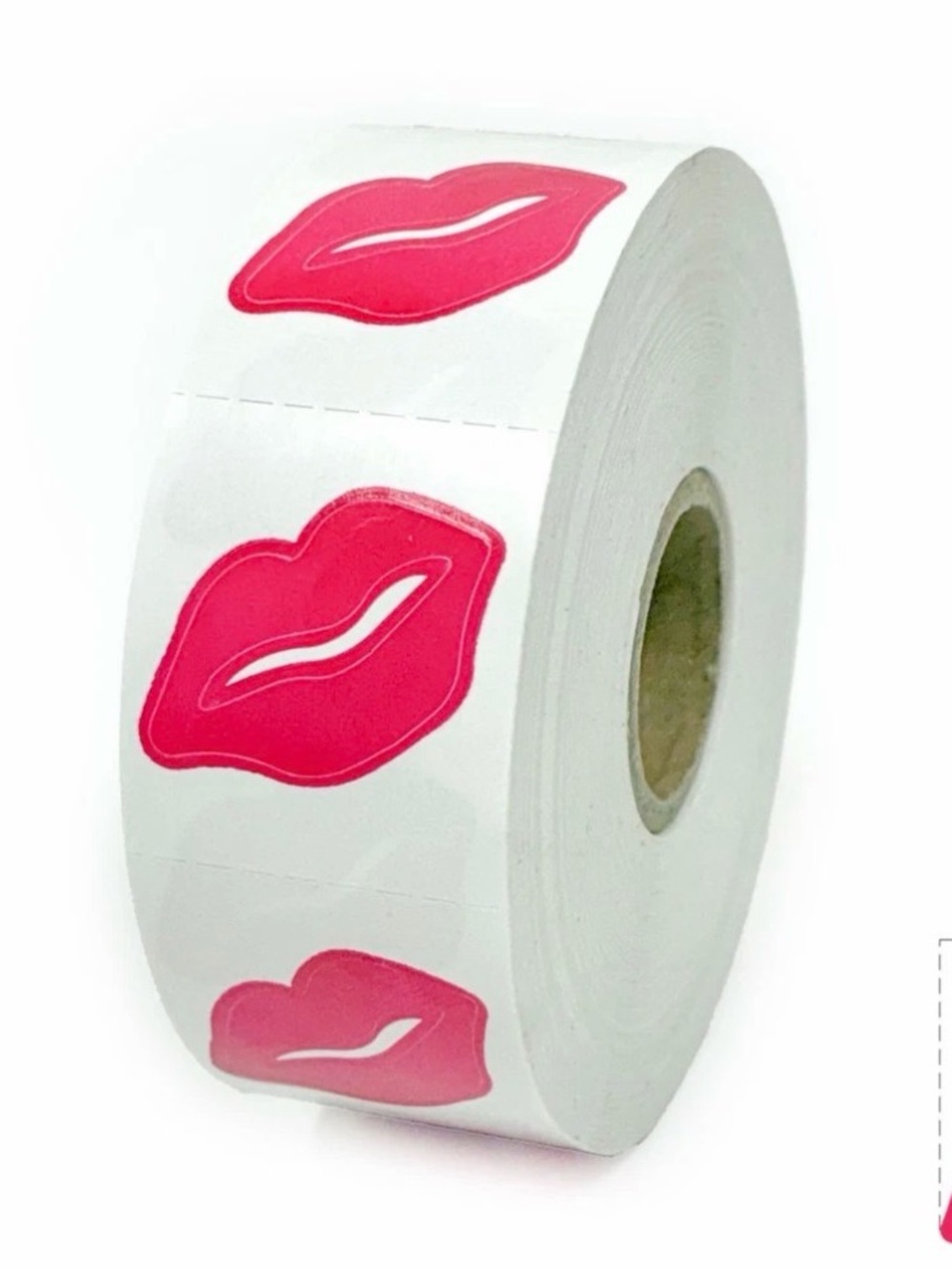 1,000 Pink Lip Kiss Stickers Roll